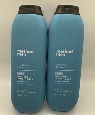 Lot Of 2 Method Men 2 in 1 Shampoo + Conditioner Glacier+Granite 14 fl oz Each