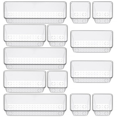 Clear Makeup Organizer 12 Piece, Jewelry Trays, Kitchen Bathroom