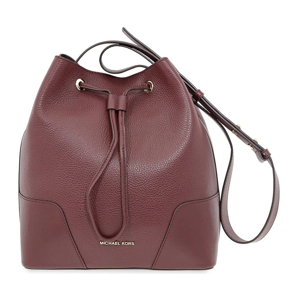 Michael Kors Cary Bolso Cubo Cuero Guijarro Bolso de Mano Cartera-Sangre de Buey, NUEVO Foto 2 de 4