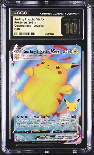 CGC 10 PRISTINE Surfing Pikachu VMAX 009/025 Celebrations Ultra Rare Pokemon