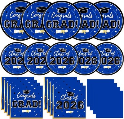 Graduation Decorations 2026 Class of 2026 Congrats Grad Disposable Paper Plates