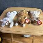 Ty Beanie Baby Lot Of 3- Vintage Original Plush W/tags White And Brown Cats