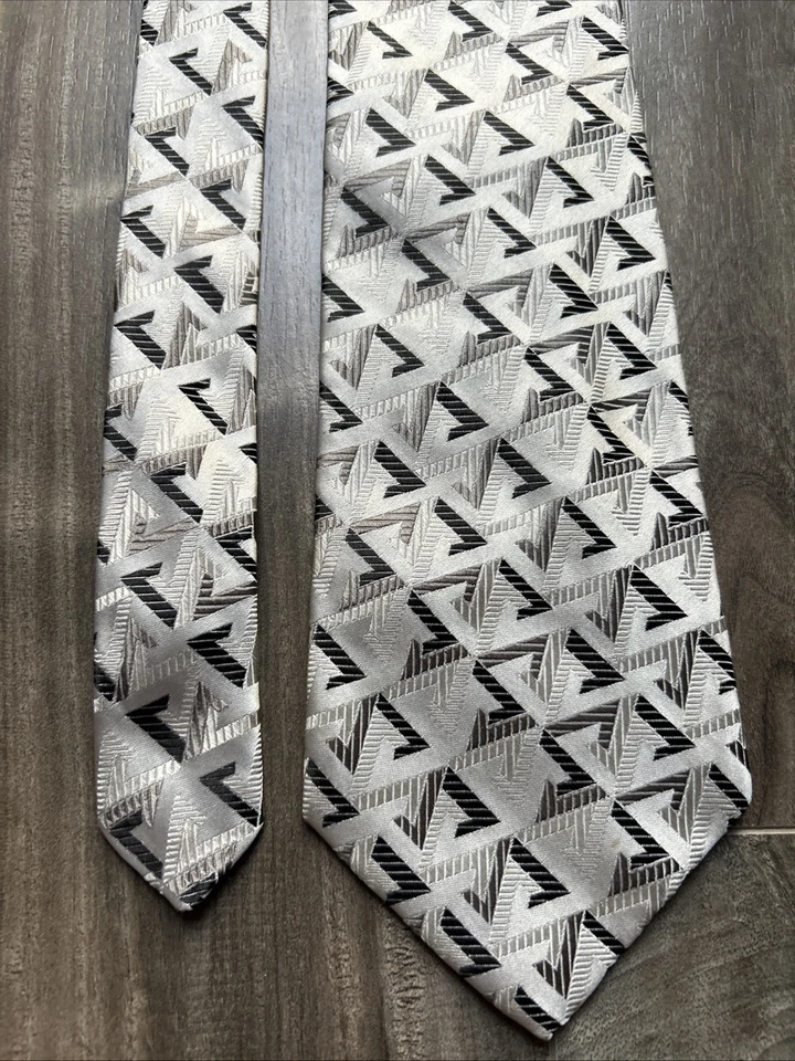 Corbata de seda gris geométrica Robert Talbott Best Of Class para hombre 4 X 59 Foto 3 de 4