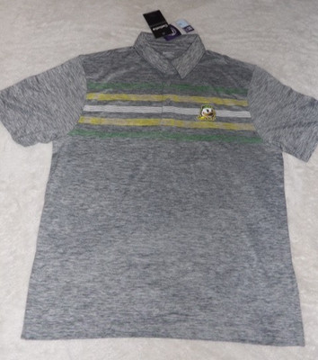 NCAA Oregon Ducks Gray Adult Polo Short Sleeve Shirt Size Medium NWT