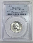 1943-D Washington Quarter Omaha Bank Hoard MS65 PCGS