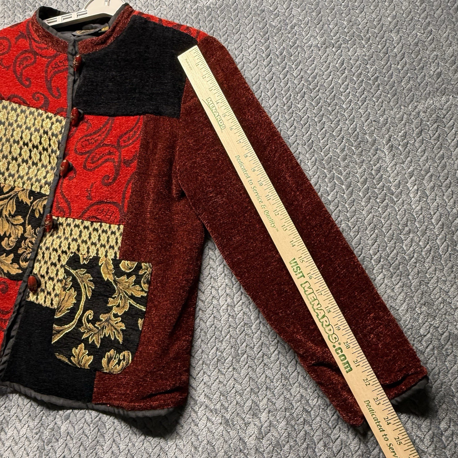 Julia Kim Patchwork Chenille Jacket M Red Tapestr… - image 12