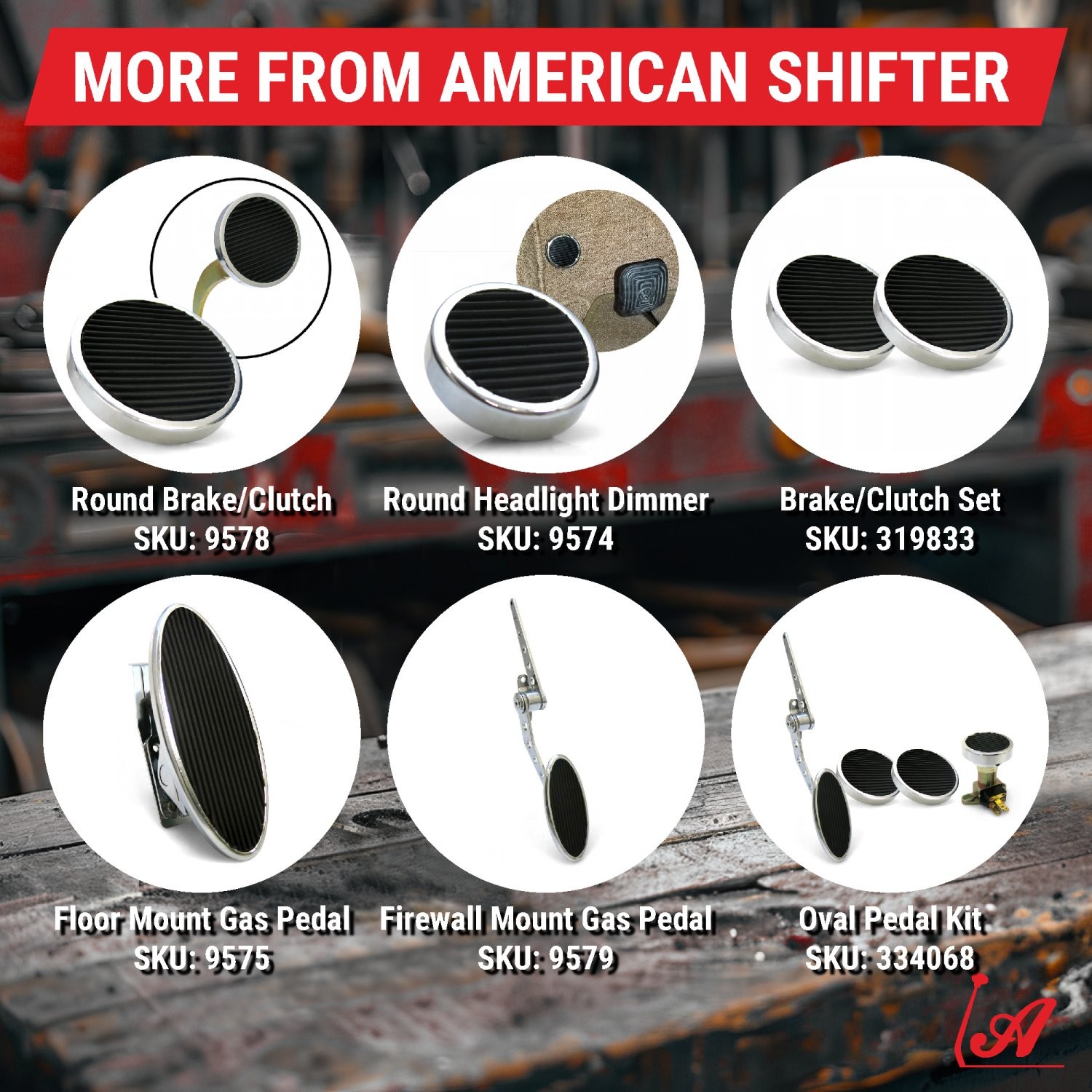 Black Billet Floor Mount Gas Pedal & Round Brake/Clutch Pedal 