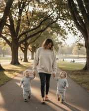 Twin Mama, Adult Sweatshirts, Adult M, Gildan , Tan, New WA39