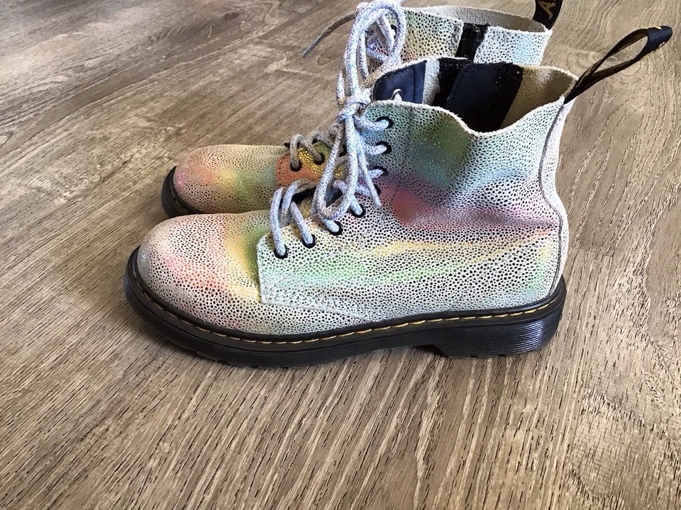 Botas Dr. Martens 1460 Juveniles Talla 4 Pascal J Arco Iris Iridiscente Metálico Cremallera Foto 4 de 4