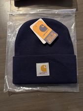 Carhartt Dark Navy Blue Knit Cuff Beanie Hat Adult One Size New with Tags