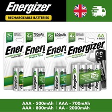 Energizer Rechargeable Batteries AA AAA 500 700 800 2000 mAh Pre Charged Battery