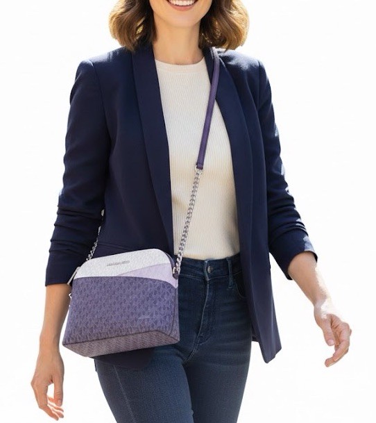 Michael Kors Jet Set Travel Dome Crossbody Bag MK Color-Block Dark Purple Multi thumbnail 2