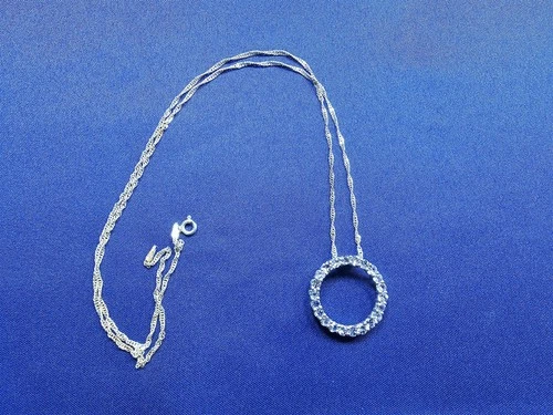 GRANDMA GRABE'S BEAUTIFUL VINTAGE 925 STERLING SILVER CZ RING 6G NECKLACE