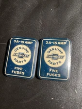 2-Vintage Genuine Chevrolet Parts Auto Fuse Tin Case Box  TOPs ONLY