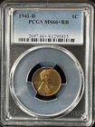1941-D 1C RB Lincoln Wheat One Cent  PCGS MS66+RB  61295415