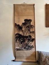 Vintage Chinese Landscape Scroll Matched Pair Wen Zhengming Zhang Daqian Replica