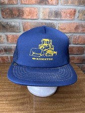 Vintage Louisville Slugger Komatsu Dozer Tractor Logo Mesh SnapBack Hat Navy