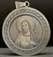di Vimini Francia 1940' Sacro Cuore di Gesù acquaforte fatta presepe medaglia bellezza!