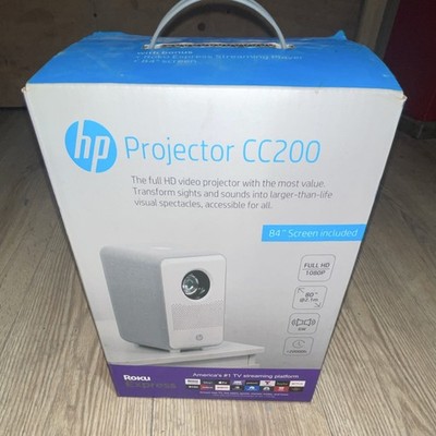 HP CC200 LED Projector Full HD 1080p Portable w/ Roku Express, 84'' Screen