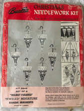 Vintage RARE Bucilla Felt Sequin Holiday Parasols Ornament Kit