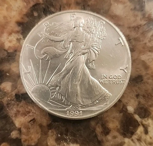 1991 Walking Liberty American Eagle $1 Dollar Coin, 1 oz Fine Silver