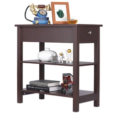 Open End Table Narrow Side Table Slim End Table for Living Room Bedroom Brown