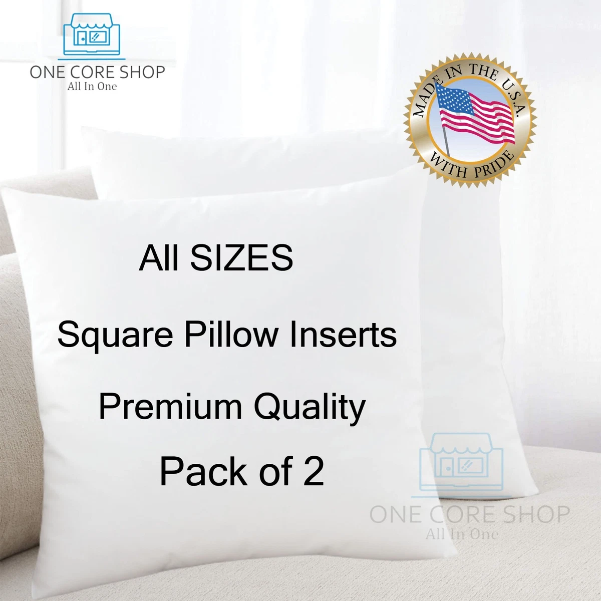 Pillow Inserts 18x18 Cushion Filler Square Toss Stuffing or