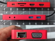 IVIIN USB C Docking Station w/ Dual Monitor 4K HDMI DP USB 3.0- RED Displaylink