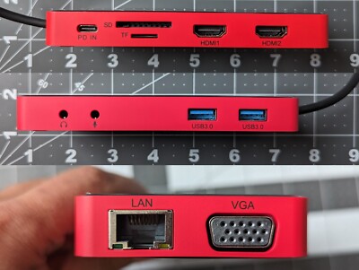IVIIN USB C Docking Station w/ Dual Monitor 4K HDMI DP USB 3.0- RED Displaylink
