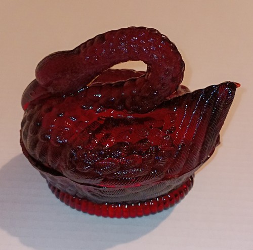 Red Glass Swan Candy/Trinket Dish.