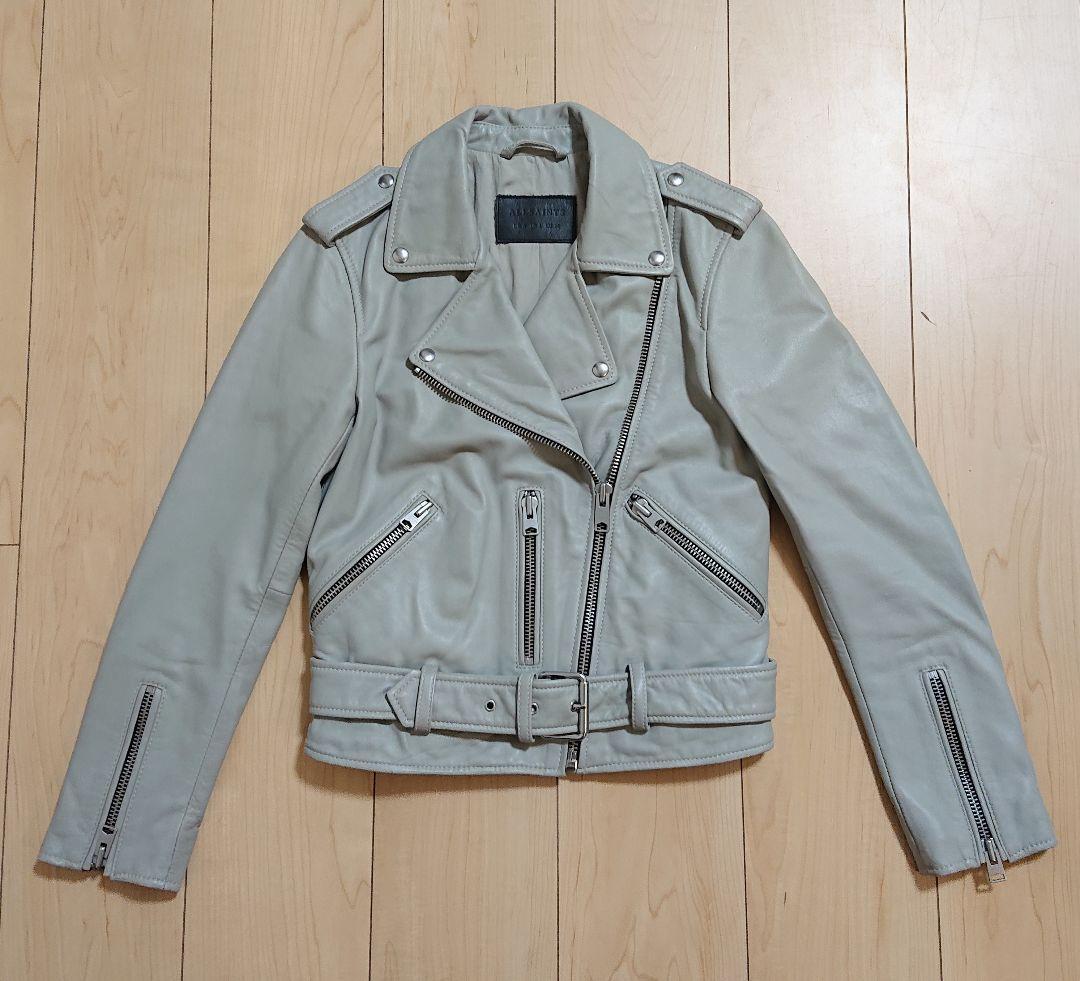 ALL SAINTS Beauty product lamb Leather Jacket light gray