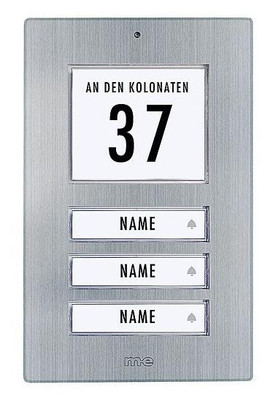 m-e KT 3-EG Klingeltaster, Edelstahl gebürstet 3 Familienhaus LED beleuchtet