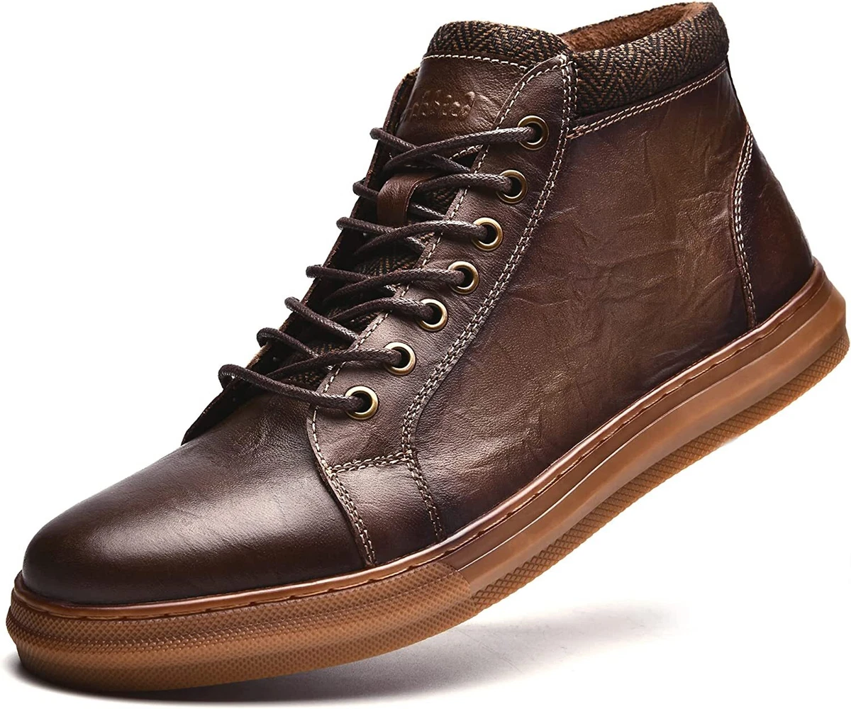 Men's Casual Oxford Sneaker Boot Genuine Leather Upper Mid-Top Fashion  Design Wa