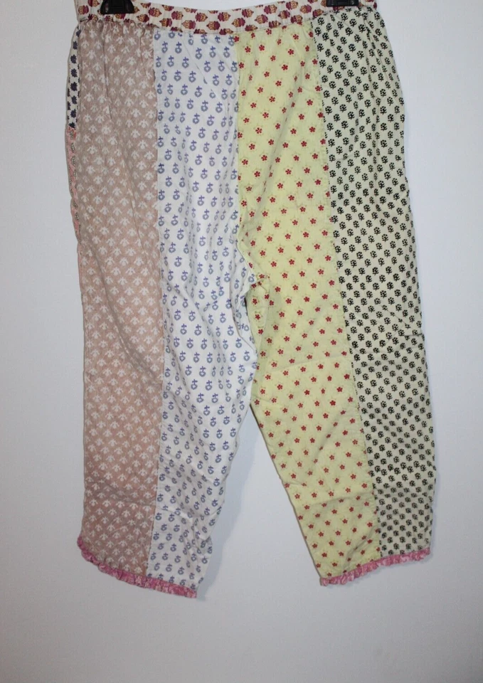 Sacred Threads Boho Hippie Patchwork Festival Pants S India Cropped Pull On - Image 4 of 4