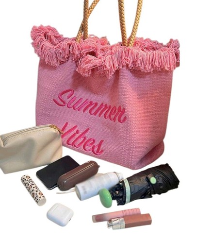 VogueNotion Apparel Canvas Tassel Tote Bags, For Everyday Wear, Beach, Holiday. - Picture 14 of 14
