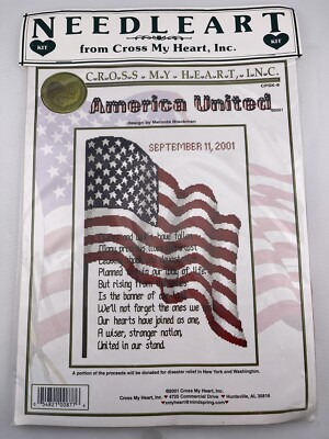 CROSS MY HEART Counted Cross Stitch Kit AMERICA UNITED By Melissa Blackman  