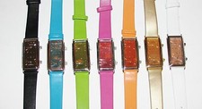NEW-GENEVA DUAL DOUBLE TWO TIME ANALOG LEATHERETTE LADY'S WATCH