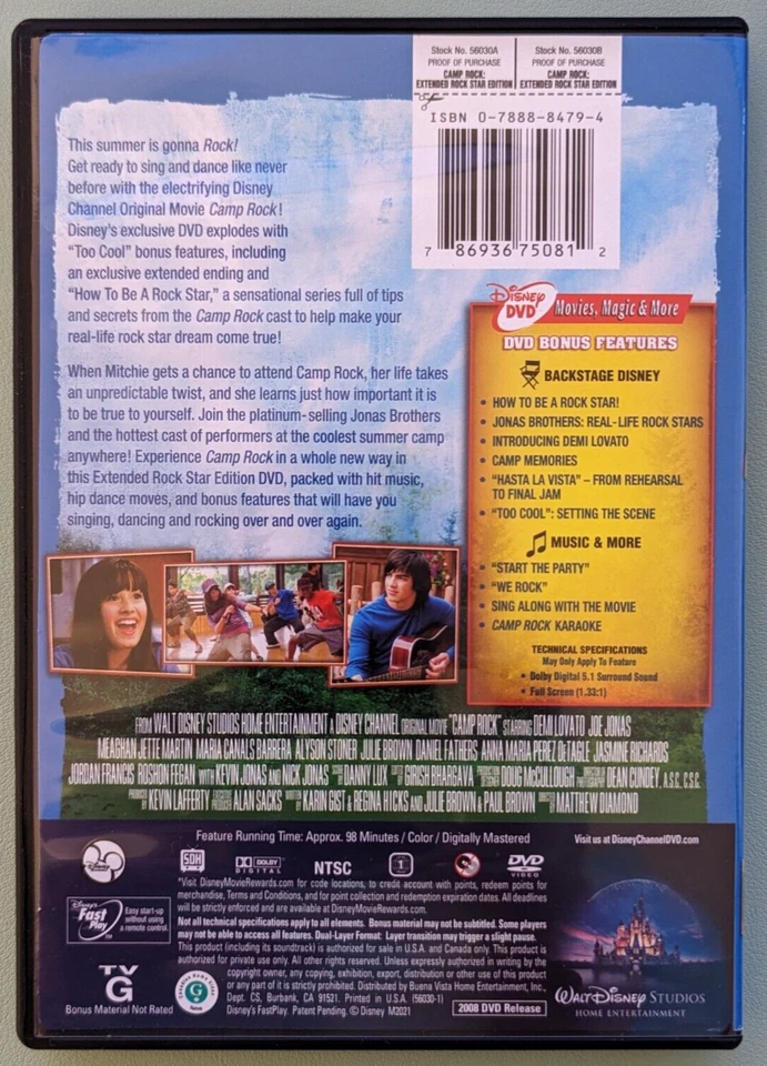 Camp Rock (DVD, 2008, Extended Rock Star Edition) - Image 2 of 4
