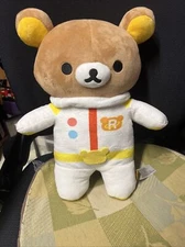 San-X Rilakkuma Astronaut White Space Suit 14" Plush Stuffed Animal Round 1