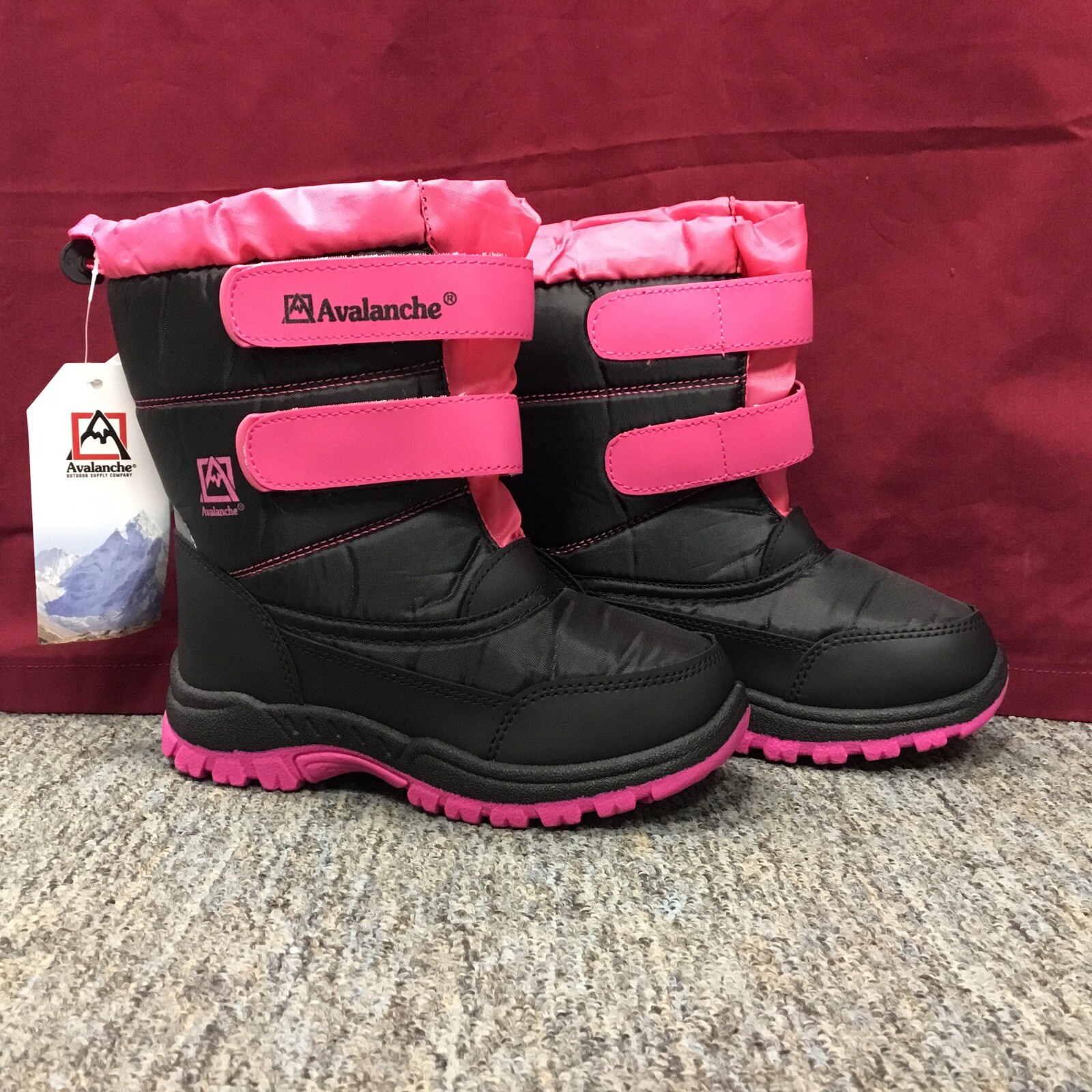 New Girls Avalanche AV87779B Black & Hot Pink Snow Boots Size 4 | eBay