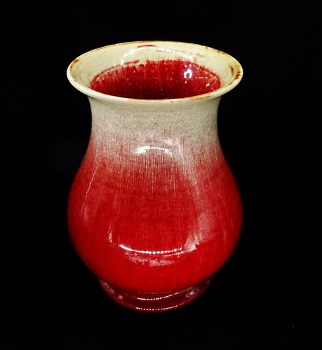VASE ROUGE SANG DE BOEUF FLAMBE - PORCELAINE - CHINE QING 20° S - Photo 4 sur 20