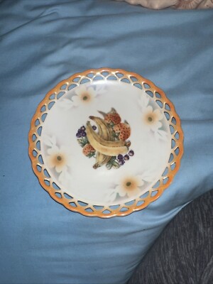 Vintage Rare Cico Bavaria Hand Painted Dessert Plate Hand Painted Fruit 6.75'' *