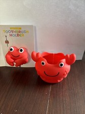 Set Of 2 Toothpaste And Toothbrush Holders Cute Red Crab Cup  Suction Attach