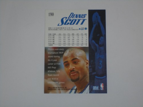 1995-96 SkyBox Premium Basketball #190 Dennis Scott Orlando Magic - Picture 11 of 12