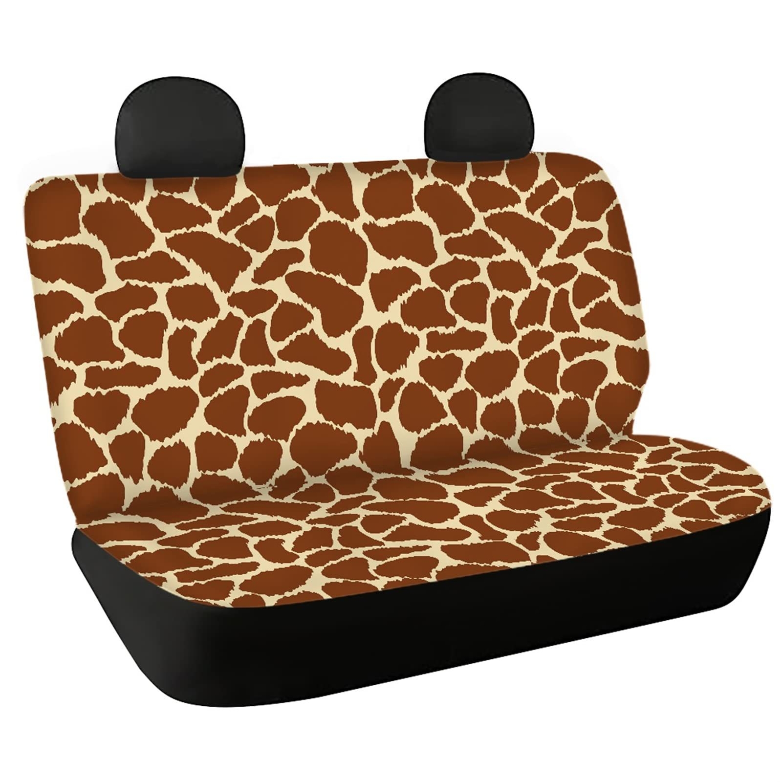 Brown Leopard Print Auto Rear Bench Seat Protector Car Back Seat Covers Set of 2