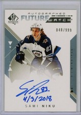  2018-19 SP Authentic Future Watch Inscriptions #178 Sami Niku RC AUTO 48/50*
