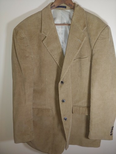 S&K Famous Brands Mens Tan Long Sleeve Three Button Corduroy Blazer 40L