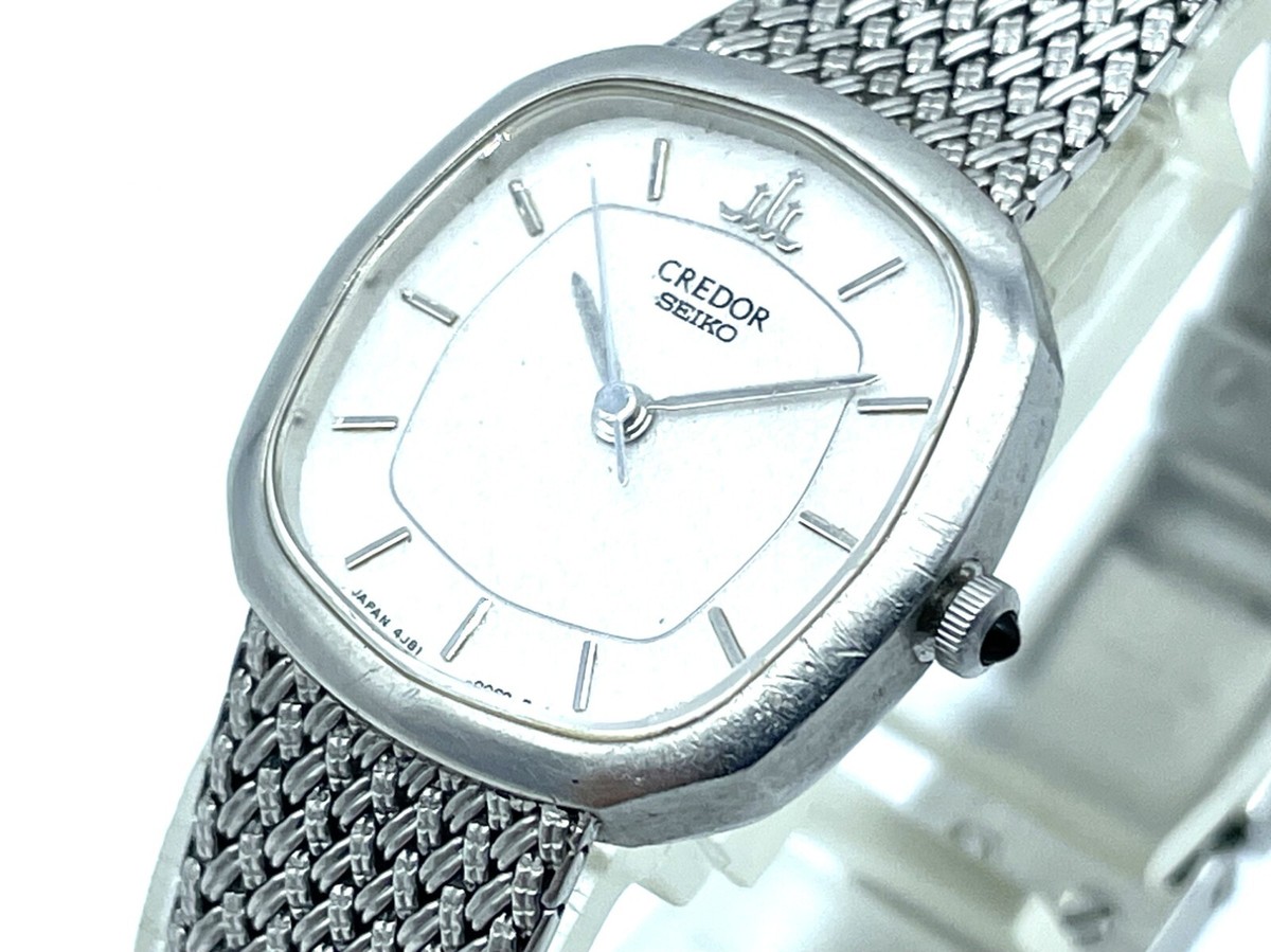 g*n様 【極美品】 SEIKO CREDOR 4J81-5040 レディース腕 Vintage SEIKO Credor Quartz Ladies Watch White Dial 4J81
