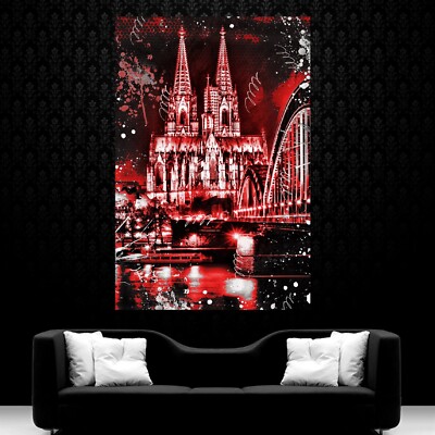 LEINWAND BILDER XXL POP ART KÖLNER DOM KIRCHE BUNT ABSTRAKT MODERNE KUNST