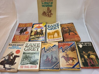 10 Total Lot 9 Zane Grey Western Paperback BOOKS + HB The Spirit of The Border 
